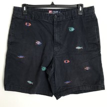 CHAPS Mens Blue Embroidered Multi-Colored Tropical Fish Chino Shorts Size 34x8 - £18.08 GBP