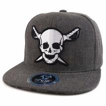 Trendy Apparel Shop Pirate Skull Crossbones Embroidered Flatbill Snapback Cap -  - £15.97 GBP