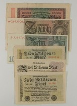 1923-1929 Germany 6-Note Currency Set // Weimar Republic Treasury Reichsbanknote - £52.05 GBP