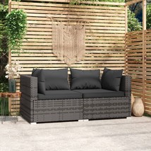  2-seater Sofa Grey PE rattan, steel, plastic, fabric (100% polyester) - €316,62 EUR