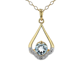 Sky Blue Topaz Pendant; 18K Yellow Gold Over Bronze With 18&quot; Cable Chain. - $39.59