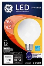 GE LED G25 Soft White Decorative Globe, Frosted Finish 40 Watt Bulb, 350 Lumens - £5.45 GBP