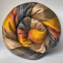 Soft and Warm Golden Brown Striped ALPACA Wool Blanket plaid queen throw - £55.22 GBP