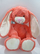 Animal Adventure Pink Coral Floppy Ear Bunny Polka Dot Bow Plush Toy 16&quot; Easter - £18.68 GBP