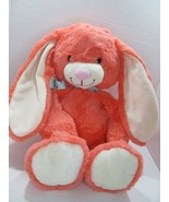 Animal Adventure Pink Coral Floppy Ear Bunny Polka Dot Bow Plush Toy 16&quot;... - £18.38 GBP