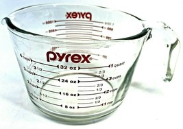 Glass PYREX Measuring Cup 4-Cup 1 Quart 32oz. 1000 ml 1 Litre Red Letters USA - £10.17 GBP