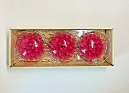 POTTERY BARN 3 Floating Candles Pink Dahlia Flowers New In Box  Centerpiece - £13.47 GBP