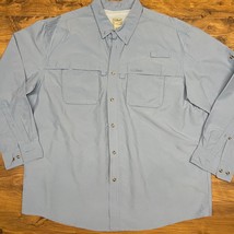 Vintage LL Bean Mens XXL Fishing Vented Long Sleeve Baby Blue Shirt READ - $28.58