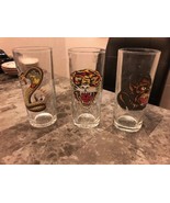 DON ED HARDY Set of 3 Glasses 6 Inches Tall Predators, Snake, etc - $12.86