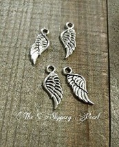 Angel Wing Charms Antique Silver Tone 2 Sided Jewelry Making 21mm 25/50/100 - £2.66 GBP+