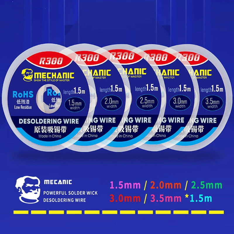 MECHANIC Desoldering Wire 1.5/2.0/2.5/3.0/3.5mm Solder Wick Remover Desoldering  - £32.41 GBP