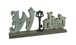 Scratch &amp; Dent Wicked Word Decor Cutout Wood Standing Sign With Antique Key - £14.32 GBP