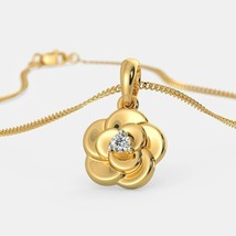 2CT Round Cut Moissanite Flower Shape Solitaire Pendant 14K Yellow Gold plated - £127.30 GBP