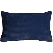 Wide Wale Corduroy 12x20 Dark Blue Throw Pillow, with Polyfill Insert - £23.94 GBP