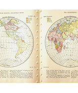 1920 World Map Eastern Western Hemispheres Countries And Possessions DWQ6 - $40.73 CAD