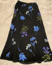 VTG  Bentley Arbuckle Long Black Maxi Skirt Abstract Floral SIZE12 100% Rayon - £20.50 GBP