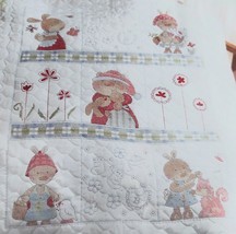 Stamped Cross Stitch Baby Quilt Kit New Baby Girl Pink White Snuggle Bunny - £47.44 GBP
