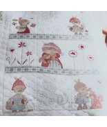 Stamped Cross Stitch Baby Quilt Kit New Baby Girl Pink White Snuggle Bunny - £47.18 GBP