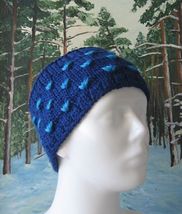 dark blue women headband with lotus pattern, soft merino wool headband, ... - £22.24 GBP+