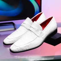 Fangio Classic Penny Loafer Genuine Ostrich Quill Shoes White image 9