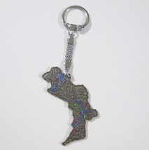 Vintage Kyoto Japan Metal Souvenir Keychain Mesh Snap Lock Keyring Japanese Map - £15.44 GBP
