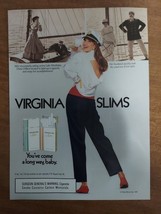 Virginia Slims Cigarettes Carol Alt Sailboat Yacht 1987 Vintage Print Ad - $8.90