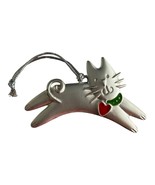 Vtg Russ Berrie Wags to Whiskers Pewter Cat with Heart Ornament – Boxed - $18.90