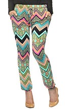 Sololafe Women&#39;s Chevron Print Satin Jogger Pants Pockets Multi-Color (S... - $15.00
