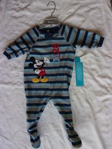 Disney Mickey Striped Footed Soft Pajamas Blanket Sleeper Size 6-12 MO New W/T - £12.01 GBP