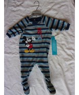 Disney Mickey Striped Footed Soft Pajamas Blanket Sleeper Size 6-12 MO N... - £11.75 GBP