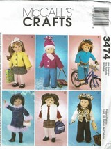 McCalls Sewing Pattern 3474 Doll Clothes for 18&quot; Dolls - £7.10 GBP