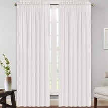 Drapes For The Bedroom 2 Panels (White, 52&quot; W X 84&quot; L) Linen Curtains Natural - £32.35 GBP