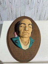 RARE Vintage Bosson  Chalkware Japanese Samurai wall plaque mounted on wood - £18.68 GBP