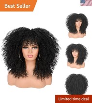 Luxurious 16-Inch Afro Curly Wig with Bangs - Effortless Glamour Awaits! - $38.50