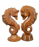 Wooden Seahorse Pair Sculpture Art Couple Love Fish Wood Carving Decor B... - $81.21 CAD