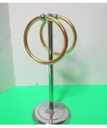 Bath Counter Chrome Metal 2 Ring Pedestal Towel Ring Holder 12&quot; Tall - £7.91 GBP