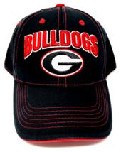 University Of Georgia Bulldogs Text Logo Black Adjustable Curved Bill Hat Cap - £17.14 GBP