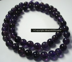 7mm Natural Amethyst medium size beads for beading 16 in strand 50 beads BS135 - £10.12 GBP