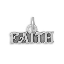 Vintage &quot;Faith&quot; Scripted Charm 5x17mm Inspirational Pendant 925 Sterling Silver - £31.48 GBP