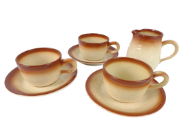 Vtg Franciscan Country Craft Russet Brown 3 Cups &amp; Saucers + Creamer Sto... - £22.69 GBP