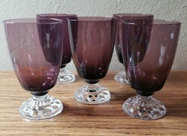 Fostoria American Lady Amethyst Purple Iced Tea Stem Pedestal Glasses Set Of 5 - £59.73 GBP