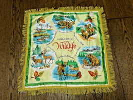 Canada Wildlife Souvenir Pillow Cover Case Fringed Vintage Tourist Giftc... - $28.71