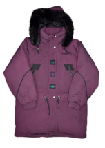 London Fog Coat Womens L Goose Down Insulated Parka Fur Hood Aztec Tribal Jacket - £26.64 GBP