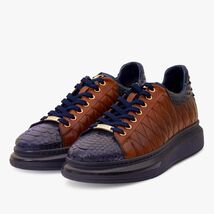 The Adler Snake Skin Tan & Navy Men Sneaker image 2
