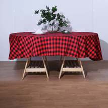 70&quot; Round Polyester Tablecloths Perfect Picnic Inspired Black/Red Checkered - £25.88 GBP