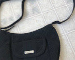 Vera Bradley Solid Black Quilted Shoulder Bag Microfiber Pockets adj. strap - £30.22 GBP