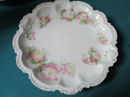 LIMOGES CORONET FRANCE ROUND ROSES TRAY 12 1/2&quot; RETICULATED AND MOLDED ORIG - $84.15