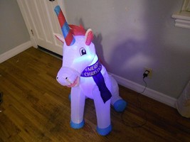 Inflatable Light Up UNICORN Christmas Holiday Time Airblown Outdoor 3.5 Ft Yard - £12.30 GBP