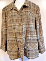 Sag Harbor Womens 22W Jacket Blazer Tweed Plaid Long Sleeve Button Up Lined - £19.38 GBP