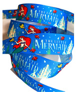 1&quot; Little Mermaid grosgrain Ribbon - 1 yard Ariel Under the Sea theme ca... - $2.99